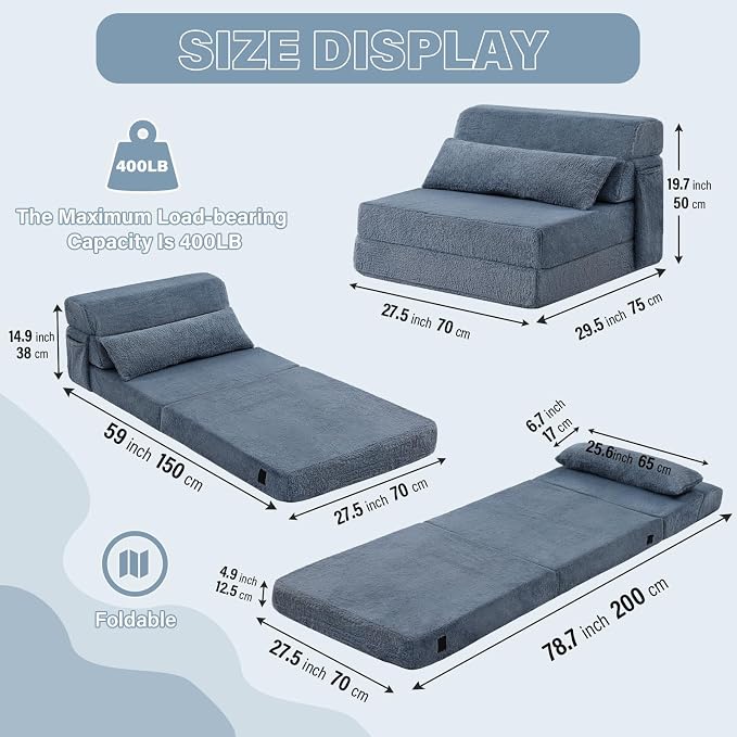 Convertible Folding Sofa Bed Single Size - Image 2