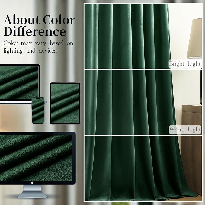 Green Velvet Curtains 96 Inches - Image 8