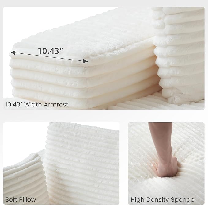 Oversized Chaise Lounge Chair Indoor, Plush Corduroy Boneless Sofa Bed - Image 4