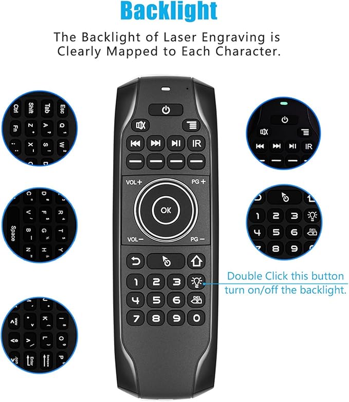 Jectse Voice Remote Control Replacement, Air Remote with 3 Speed Levels Adjustment and LED Indicator for TV Box Computer Smart Television (G7 Version Without Receiver)