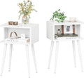 White Nightstand Set of 2, Small Bed Side Table by MMEOLUOOK