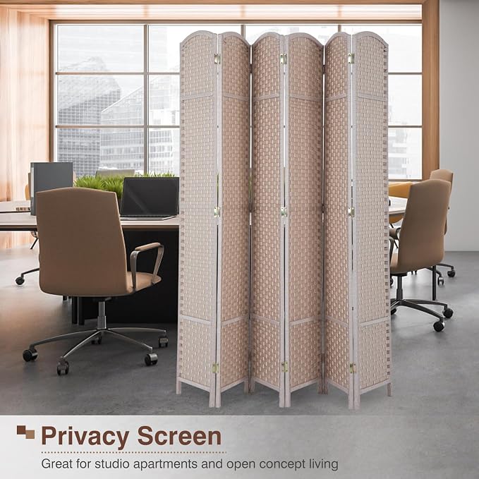 Room Divider 6 Panel 5.6 FT Tall Privacy Screen Waterproof Wood Frame Partition - Image 6