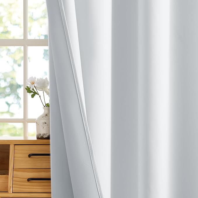 RYB HOME 100% Blackout White Curtains - Image 6