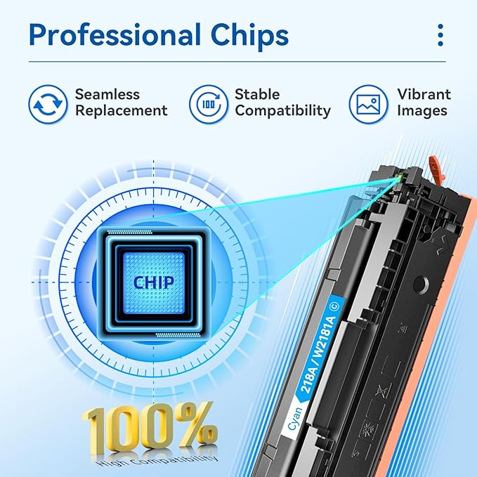 218A 218X Toner Cartridges 4 Pack 3301fdw with Chip Compatible Replacement for HP 218A 218X Color LaserJet Pro MFP 3301cdw 3201dw 3301sdw Printer W2180A W2180X High Yield (Black Cyan Yellow Magenta)