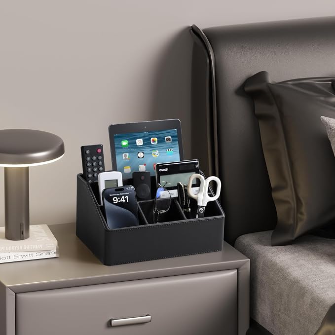 PU Leather Desk Organizer, Remote Control Holder, Office Desk Accessories - Image 6