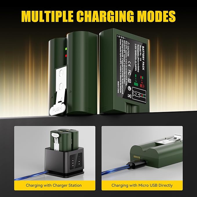 4 Pack Replacement for Ring Battery with LCD Display Charger, 6040mAh Rechargeable Ring Camera Battery with LCD Display Charger, Compatible with Ring 2/3/3 Plus/4, Spotlight Camera, Stick Up Cam