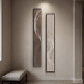 Large Framed Long Narrow Vertical Neutral Abstract Wall Art Set of 2, by Cuspin