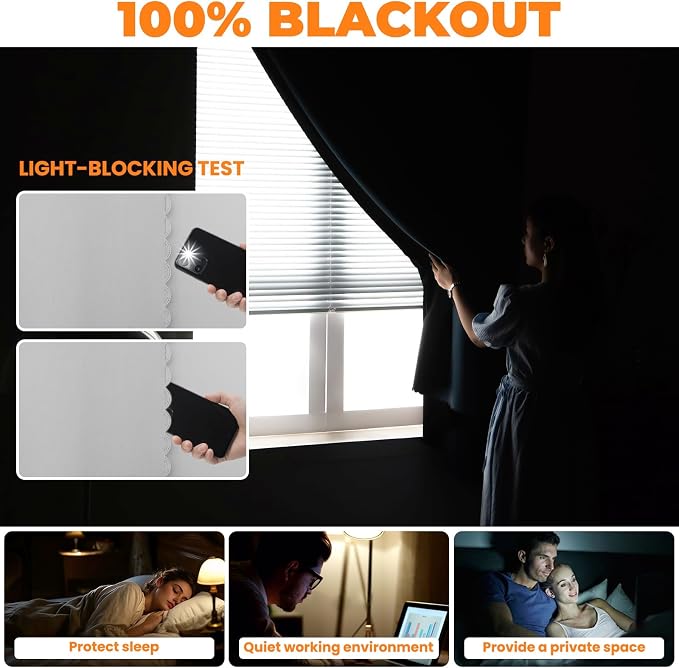 JILRON Adhesive Curtain 100% Blackout No-Drill Easy Install - Image 3