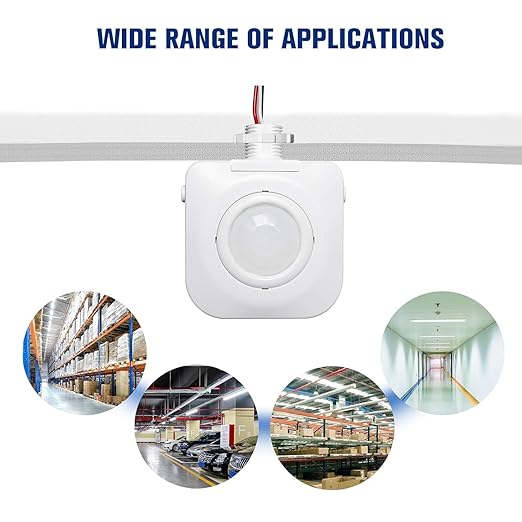 ECOELER High-Bay Occupancy Sensor Switch, 360° Passive Infrared PIR Ceiling Sensor, 120-277VAC, Neutral Wire Required, Automatic Commercial/Residential Lighting Solution, UL Listed, 10 Pack