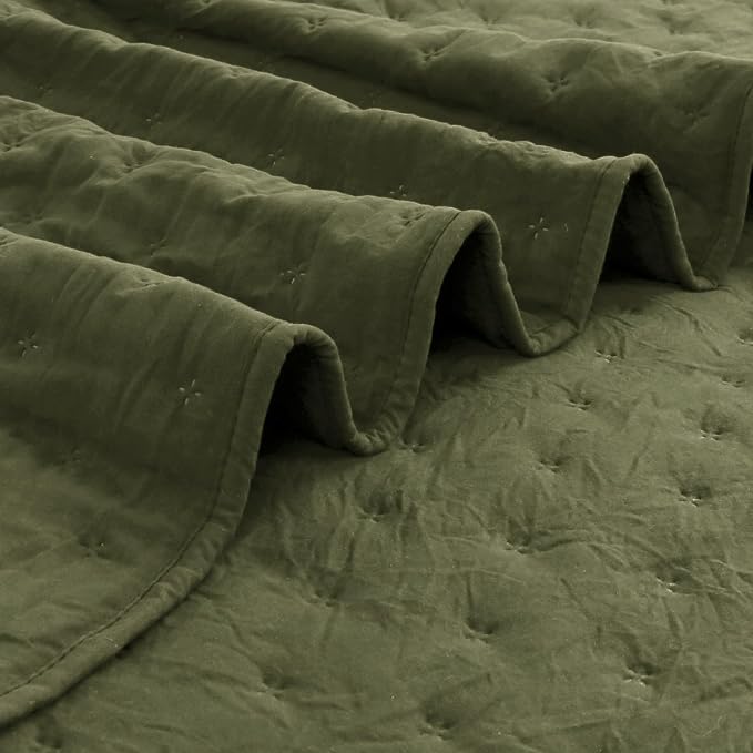 ROARINGWILD Olive Green Cloud Twin Size Quilt Bedding Sets - Image 8