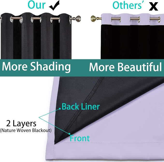 Yakamok Lilac 100% Blackout Curtains 108 Inches Long - Image 5