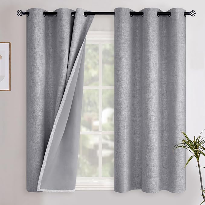 YoungsTex Grey Linen Blackout Curtains by YoungsTex