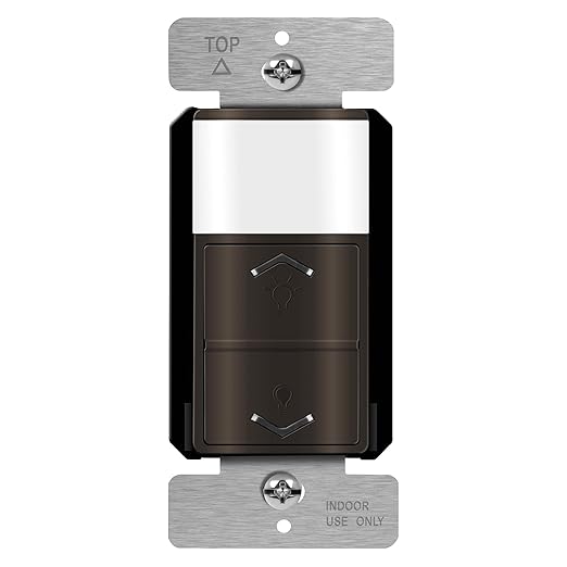 TOPGREENER Motion Sensor Light Switch Dimmer, Electronic Dimmer with PIR Motion Sensor, Occupancy & Vacancy Modes, 150W LED/CFL, Single-Pole, UL Listed, TDODS5-120-BR, Brown