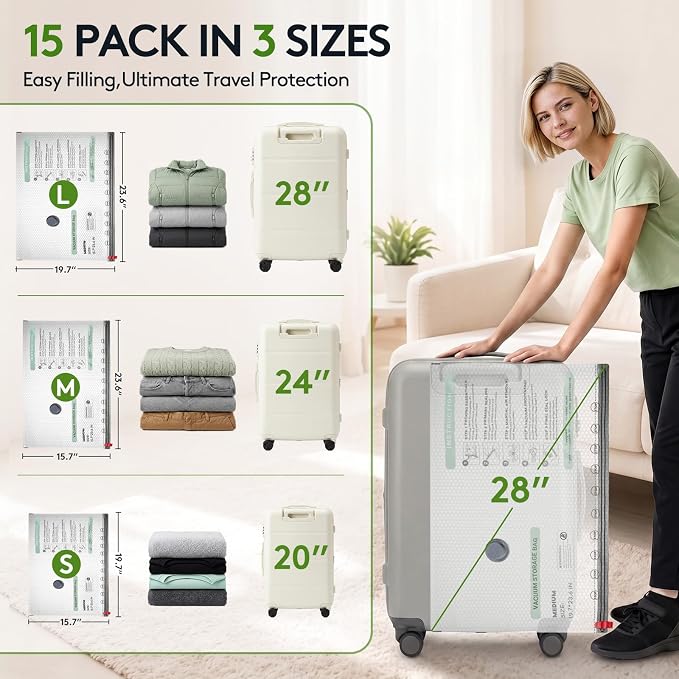 15+1 Packs Vacuum Bags for Travel - Image 3