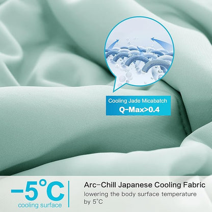 EASELAND Cooling Comforter Queen, Cold Touch Fabric Absorbs Body Heat, Double-Sided Cool Design Soft Fluffy Cooling Blanket for Night Sweats Hot Sleeper (Green, Queen(90"x90"))