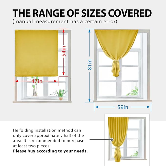 Autohesion Curtains for Windows, Bedroom Blackout Curtains for - Image 2