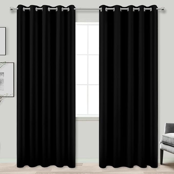 KOUFALL Extra Wide Curtains Black Out 72 x 96 Inch Long 2 Panels Set, 8FT Floor - Image 3