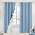 YoungsTex Light Blue Linen Blackout Curtains 63 Inches Long, Room Darkening by YoungsTex