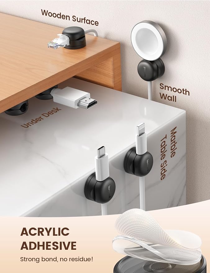 Lamicall 6 Pack Rotatable Cord Organizer, 1s Lock Spring Cable Holder Clips | - Image 5