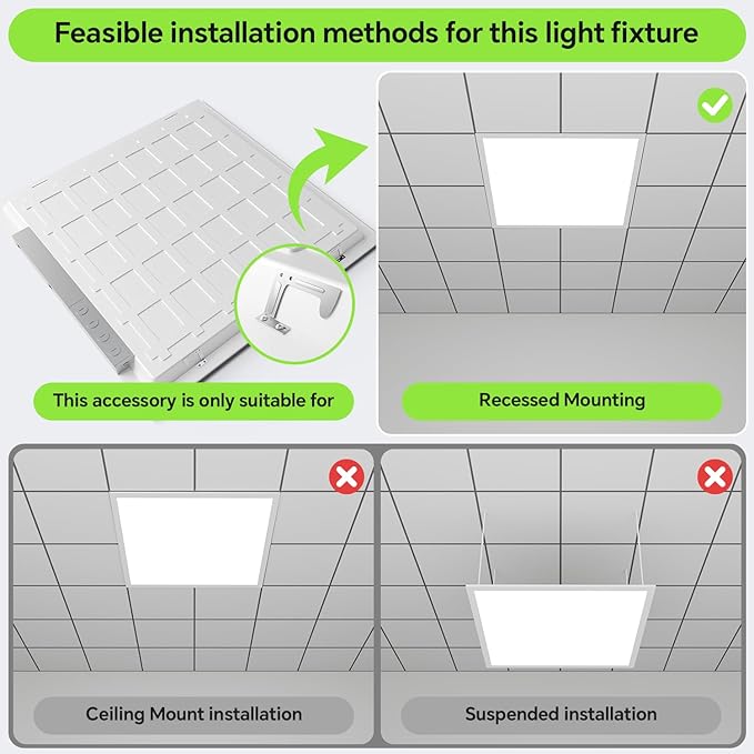 2x2 LED Light Flat Panel 4Pack,40/35/30/25/20W,5 Color Temps 2.7K/3K/3.5K/4K/5K,Dimmable (0-10V) Recessed Drop Ceiling Lights,5200 LM Fixture Flush Mount Ceiling for Office Kitchen Garage ETL-4Pack