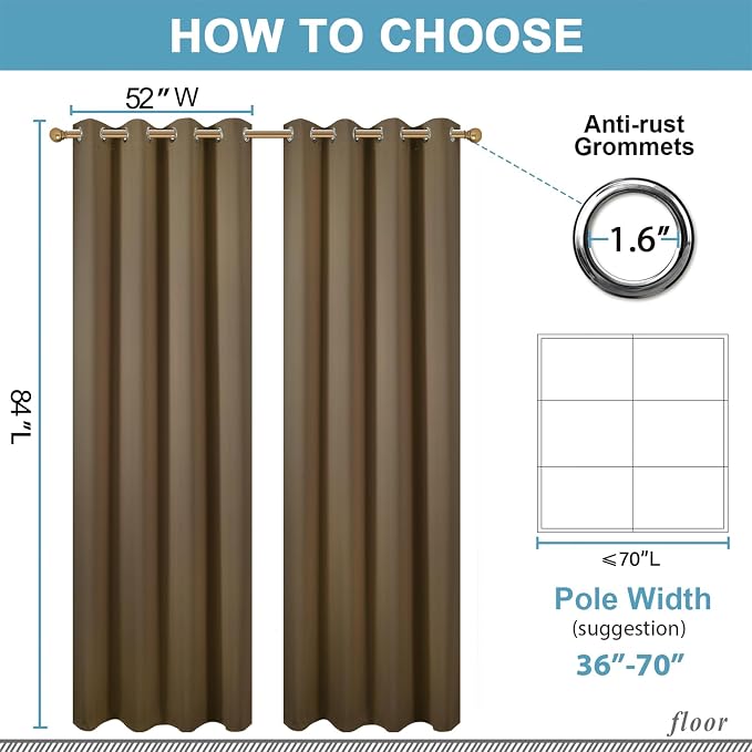 Diraysid Brown Grommet Blackout Curtains - Image 6