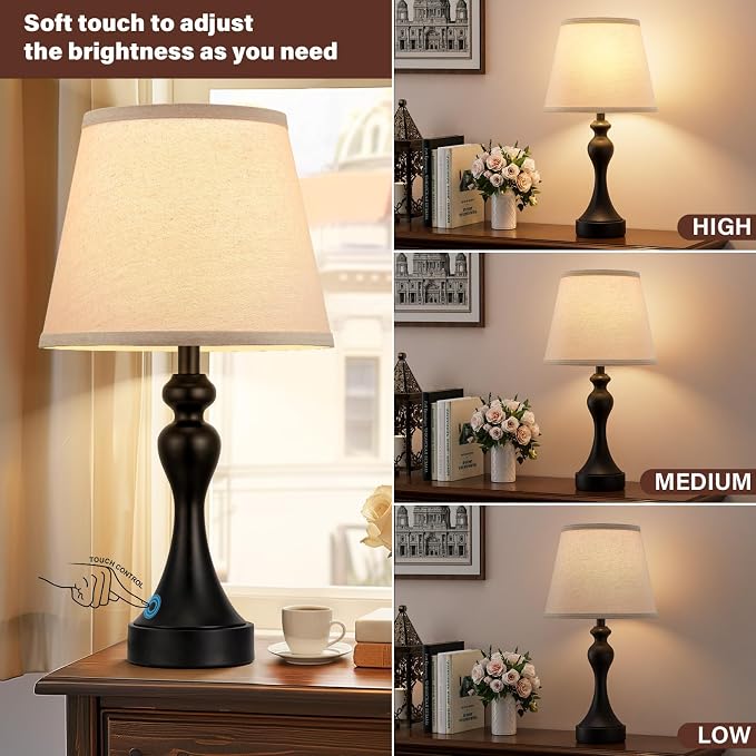 Touch Lamps for Nightstand, 3 Way Dimmable Bedside Lamps - Image 2