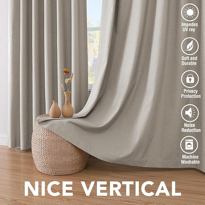H.VERSAILTEX Linen Blackout Curtains 72 Inches Long 100% Absolutely Blackout - Image 7