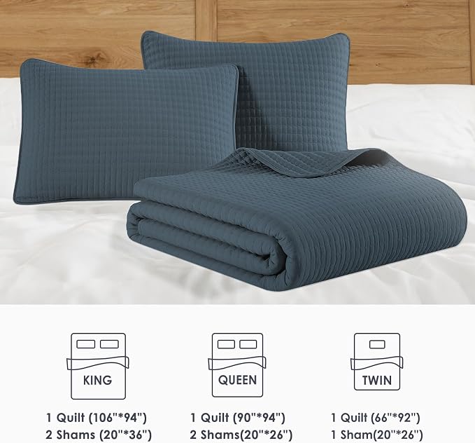 Queen Quilt-Lightweight Navy Blue Bedspreads Queen Size Quilt Bedding Set | - Image 8