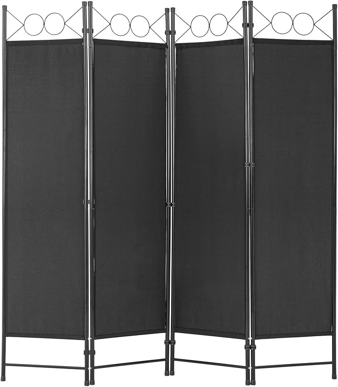 4 Panel Room Divider 6.8FT Steel Frame Screen Folding Privacy Divider by FDW