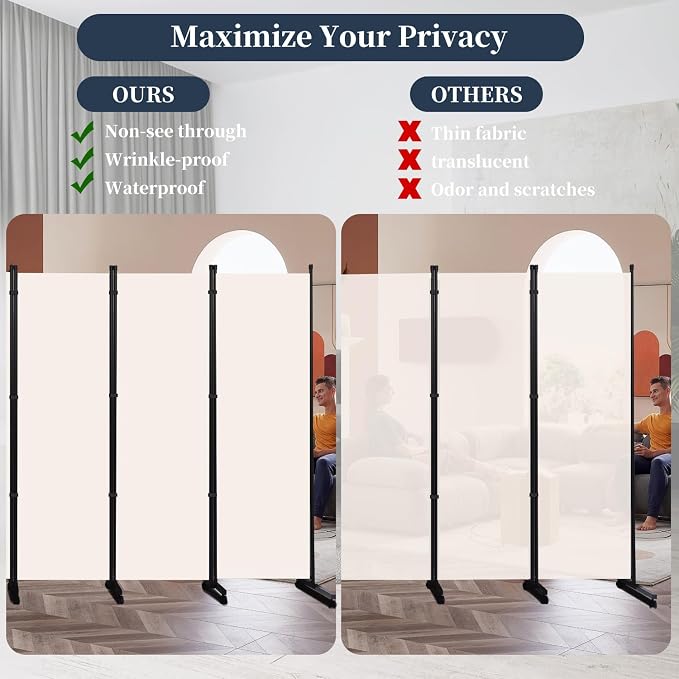 Room Divider 6 Panel-176''Wide Folding Privacy Screen, Large Partition Wall | - Image 2