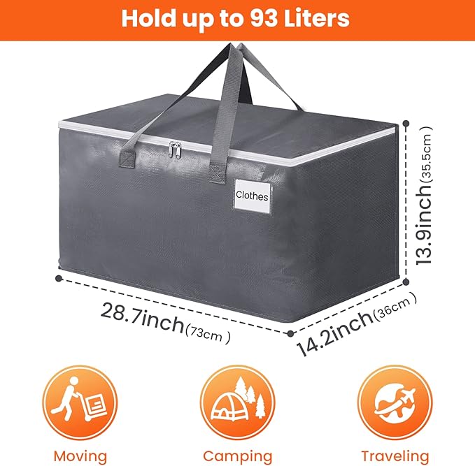 BlissTotes Large Moving Bags, Storage Bags, 93L-6 Pack | Moving Bags - Image 2