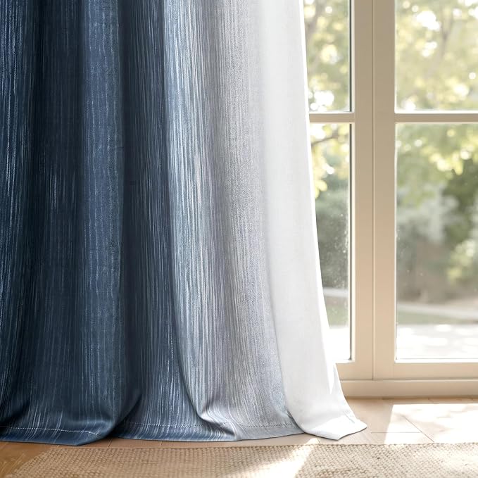 MIULEE Navy Blue and Greyish White Ombre Blackout Curtains 52Wx96L Set of 2 | - Image 8