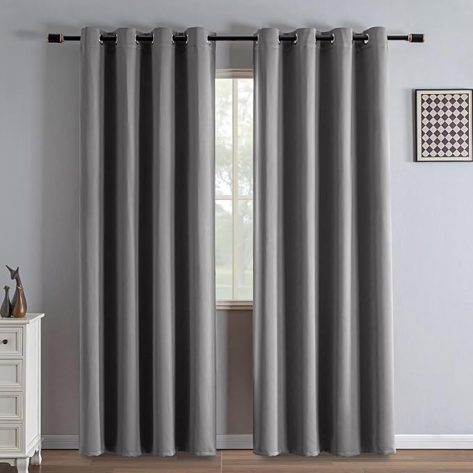 IGEMAEVE Blackout Curtains for Bedroom Grommets Light Grey 70" W x 84" L | by IGEMAEVE