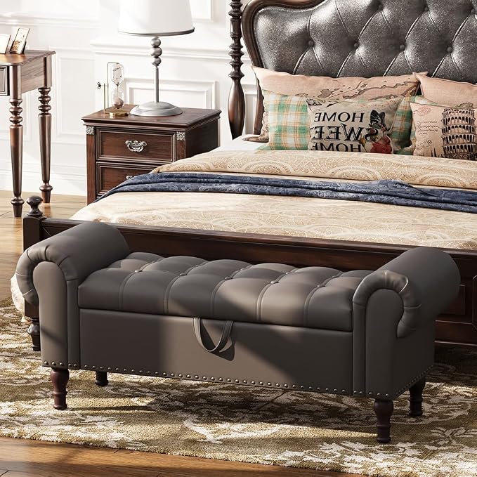 Apicizon 50" Bench with Storage, Upholstered Tufted Button Bedroom Bench with by APICIZON