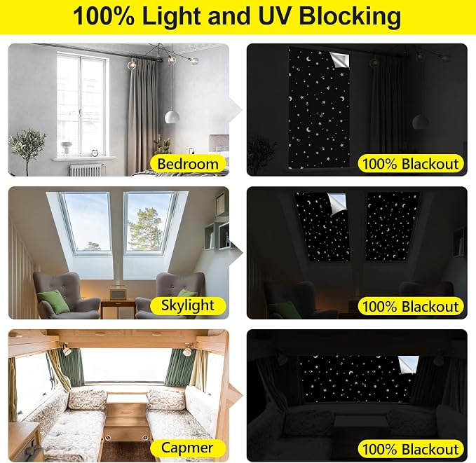 FADOTY 100% Blackout Curtains, No Drill, Sun Heat Light Blocker - Image 7
