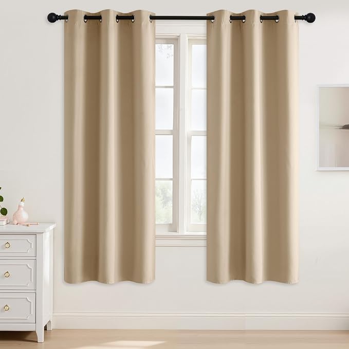 NICETOWN Beige Room Darkening Curtains 72 Inches Long 2 Panels by NICETOWN