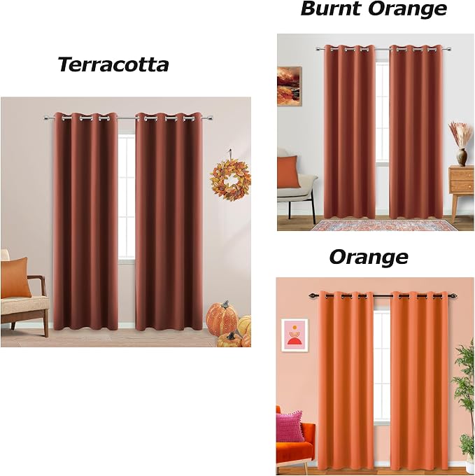 KOUFALL Boho Curtains 2 Panels, Terra Cotta Rust Aztec Red - Image 2