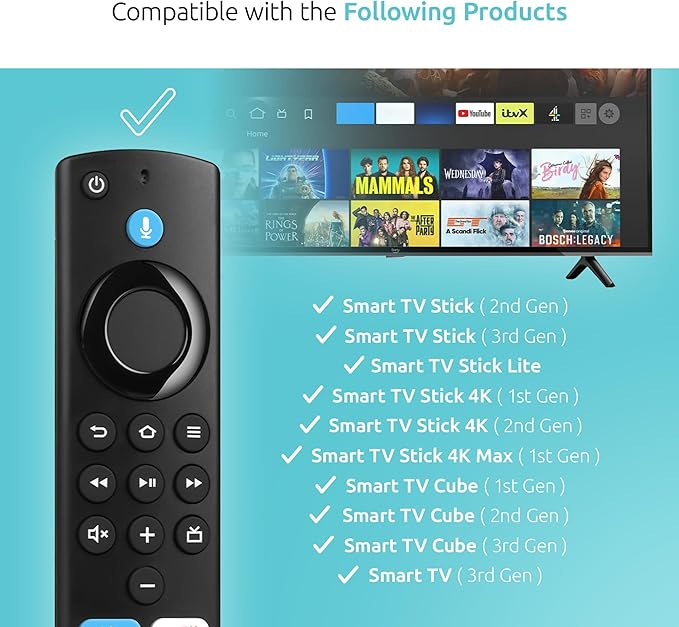 Replacement-Remote-Control Compatible with All Fire-Omni-Series for Insignia-Pioneer-Hisense Smart TV and Voice Cube Remote TV FireStick(HD/4K/4K Max/Lite/4K Select/Plus)