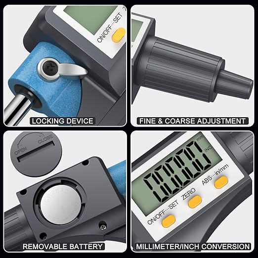 HDLKNAK Digital Micrometer, Outside Micrometer Precision Measuring Tool, 0-1"/0-25 mm, Inch/Metric 0.00005"/0.001 mm, Machinist Thickness Gauge Tool, Large LCD Display