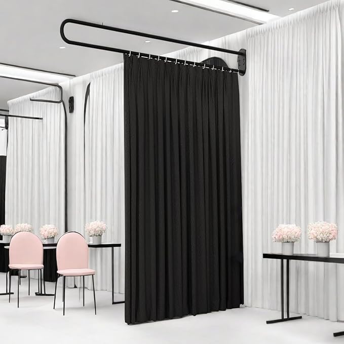 U-Shape Room Divide with Metal Support Rod, Wall Mounted Privacy Partition by jvsufuik
