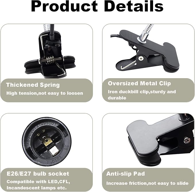 Clip Lamp Holder Adjustable Switch Clip Light Flexible Clip lamp Holder Clip - Image 4