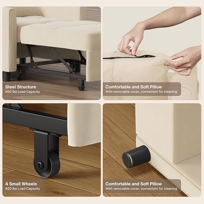 Aiho 3-in-1 Convertible Sleeper Sofa Bed - Image 7