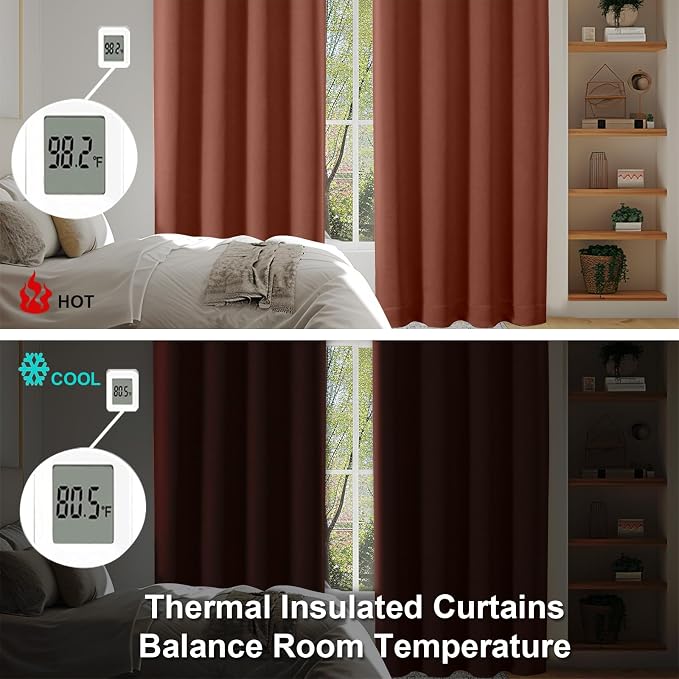 Simplebrand Ava Terracotta Short 36 Inches Blackout Curtain 2 Panels Set - Image 6