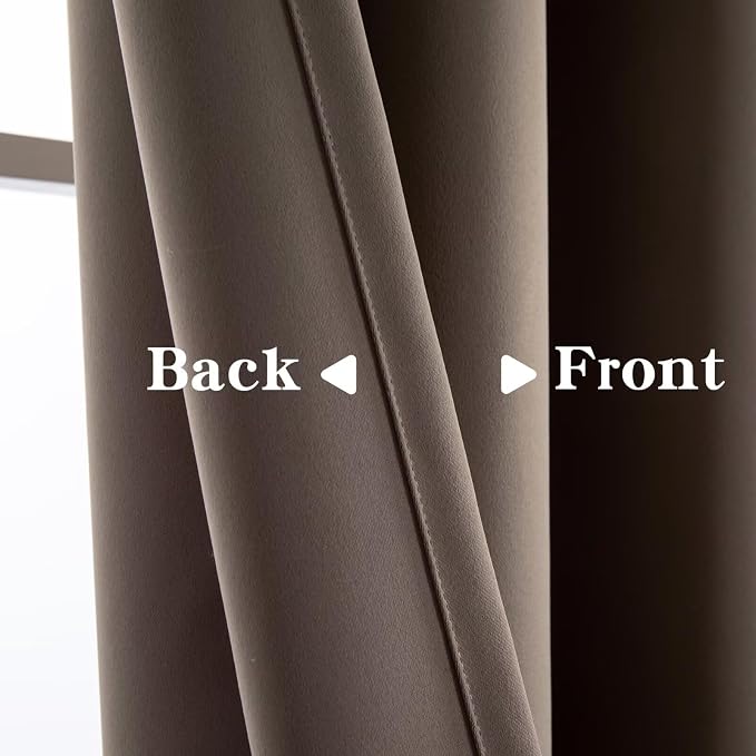 IGEMAEVE Blackout Curtains for Bedroom Rod Pocket Khaki 52" W x 90" L | Living - Image 4