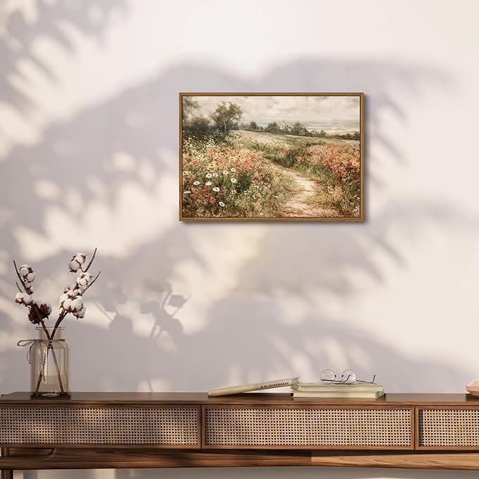 OIQArtOIQ Framed Canvas Wall Art, Vintage Decor, Landscape Nature Country - Image 5