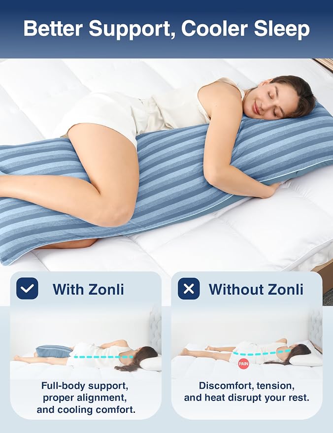 ZonLi Cooling Body Pillow for Adults, Breathable Cooling Fabric - Image 8