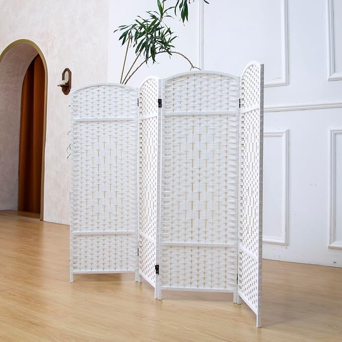 4 Panel Rattan Divider Short Room Partition Screen, Double Sided Folding Divider - Image 3