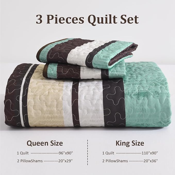 Dobuyly Queen Size Boho Quilt, Breathable All-Season, 3-Piece Fits Queen 96"x90" - Image 7