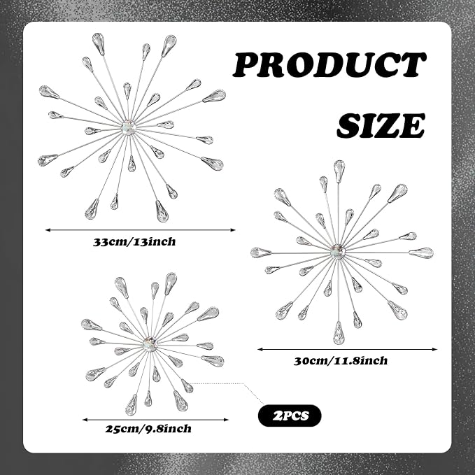 ZEXUIRU 4 Set Silver Starburst Wall Art - Image 3