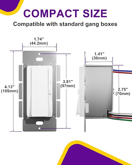 HitLights LED Driver and Dimmer Switch in One 100W, 120V AC to 24V DC, Compatible with Most Solid Color 24V Strip Tape Lights, UL Listed, Single-Pole/3-Way, EZDim Pro, White